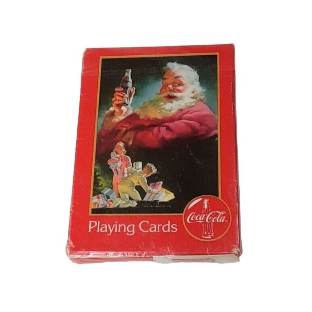 Vintage 1996 Coca Cola Coke Santa Claus Christmas Red Playing Cards Seal…